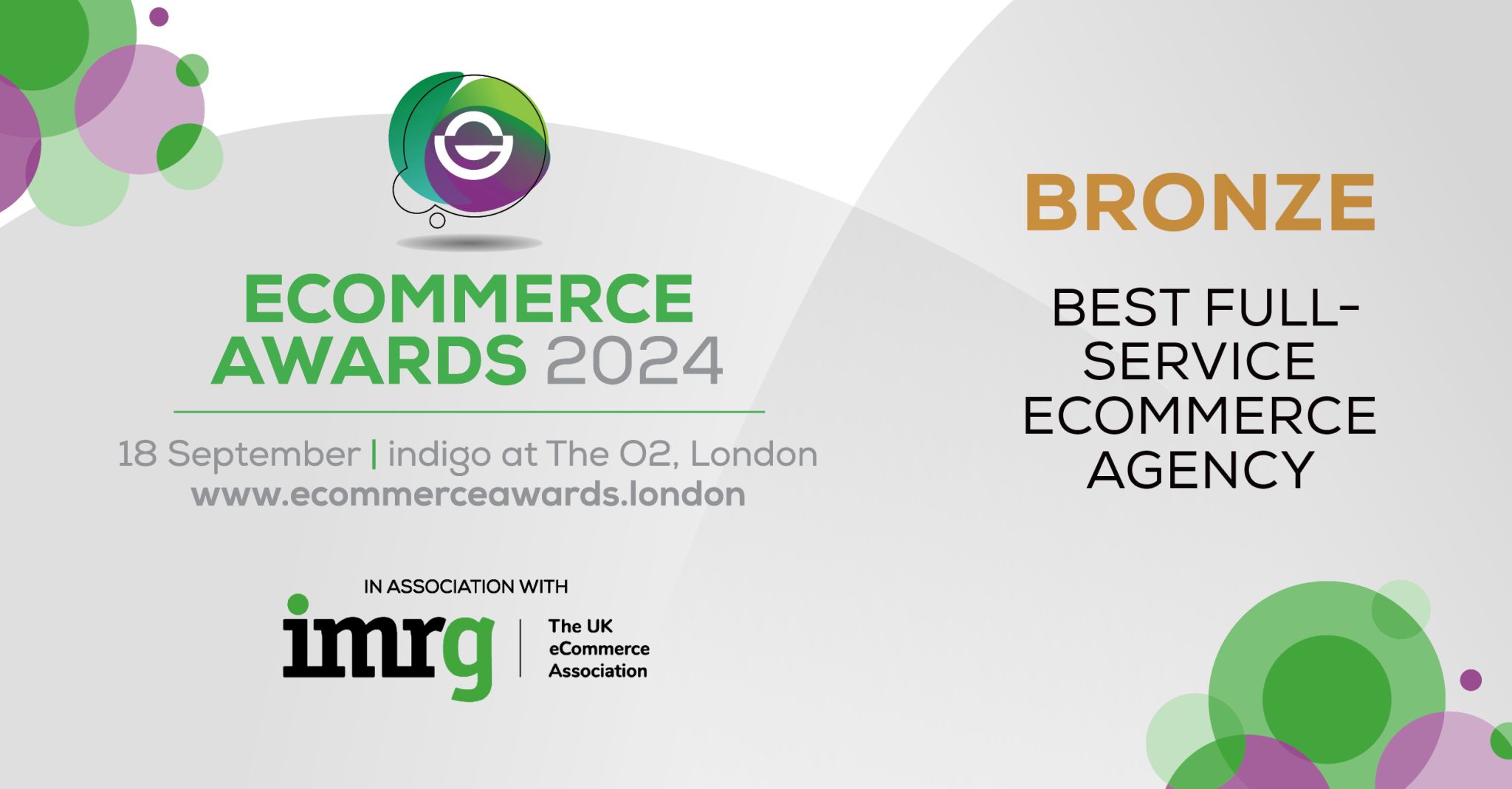 Bronze Award for Best Full-Service Ecommerce Agency at the Ecommerce Awards 2024