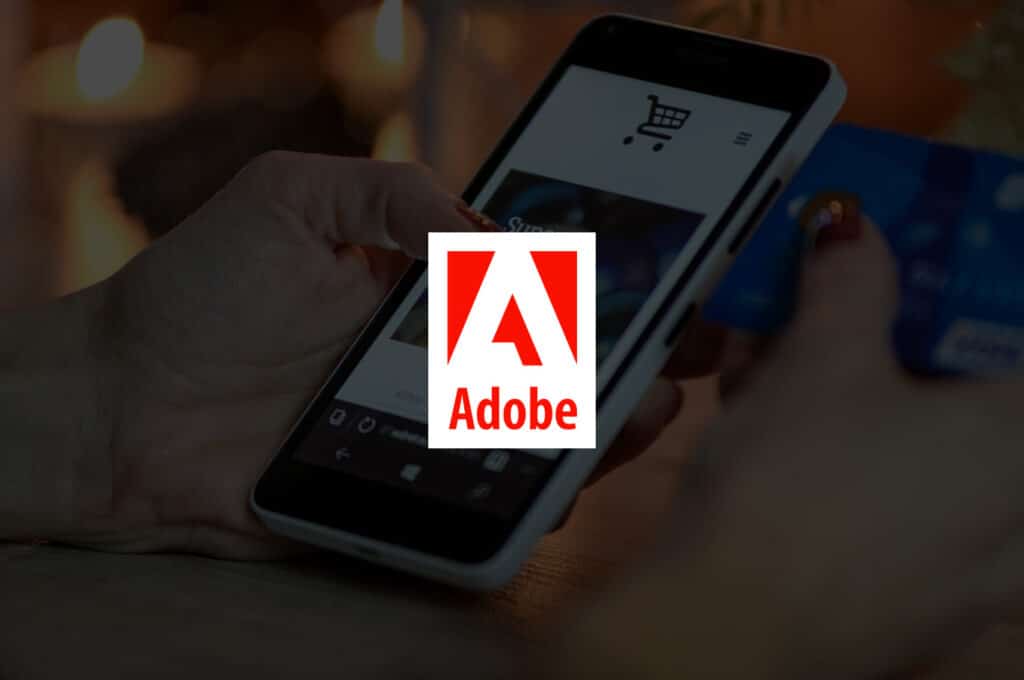 adobe commerce logo over a background