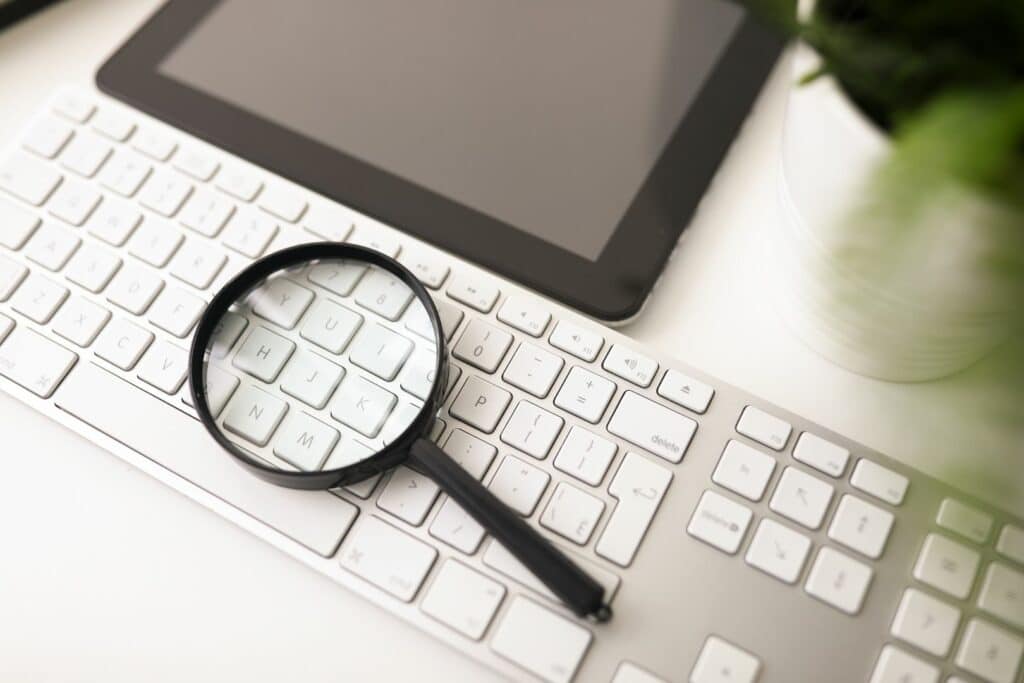 keyboard with magnifying glass